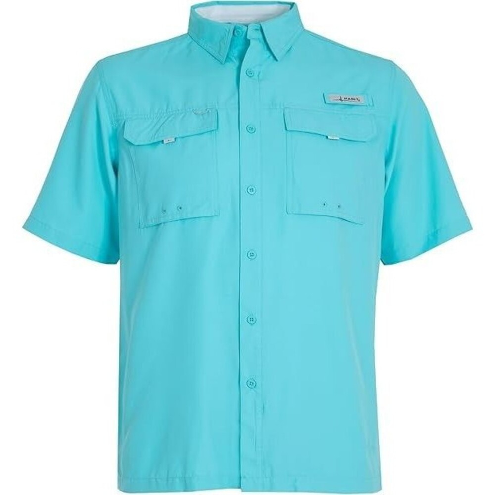 HABIT Men’s Fourche Mountain Shirt Short Sleeve River Guide Fishing UPF 40+ Blue